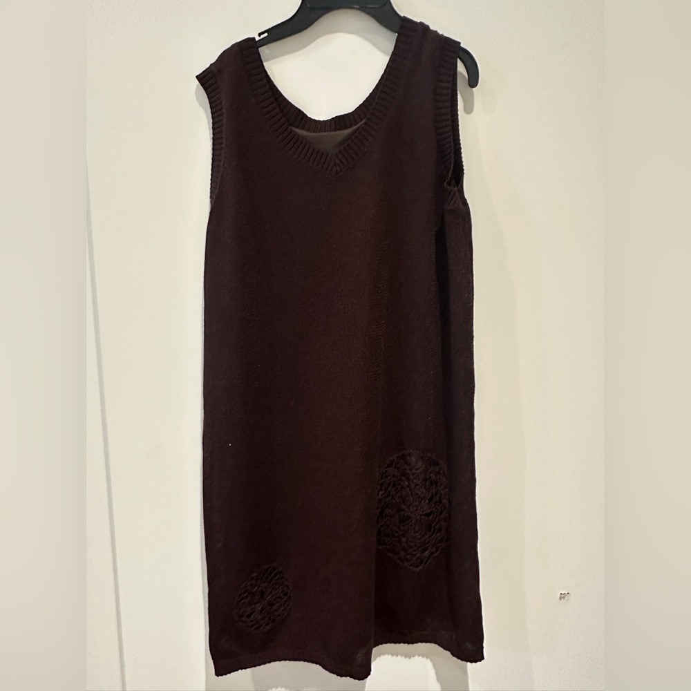 NWOT- Selfwho Elegant Meconopsis Linen Dress - Brown color